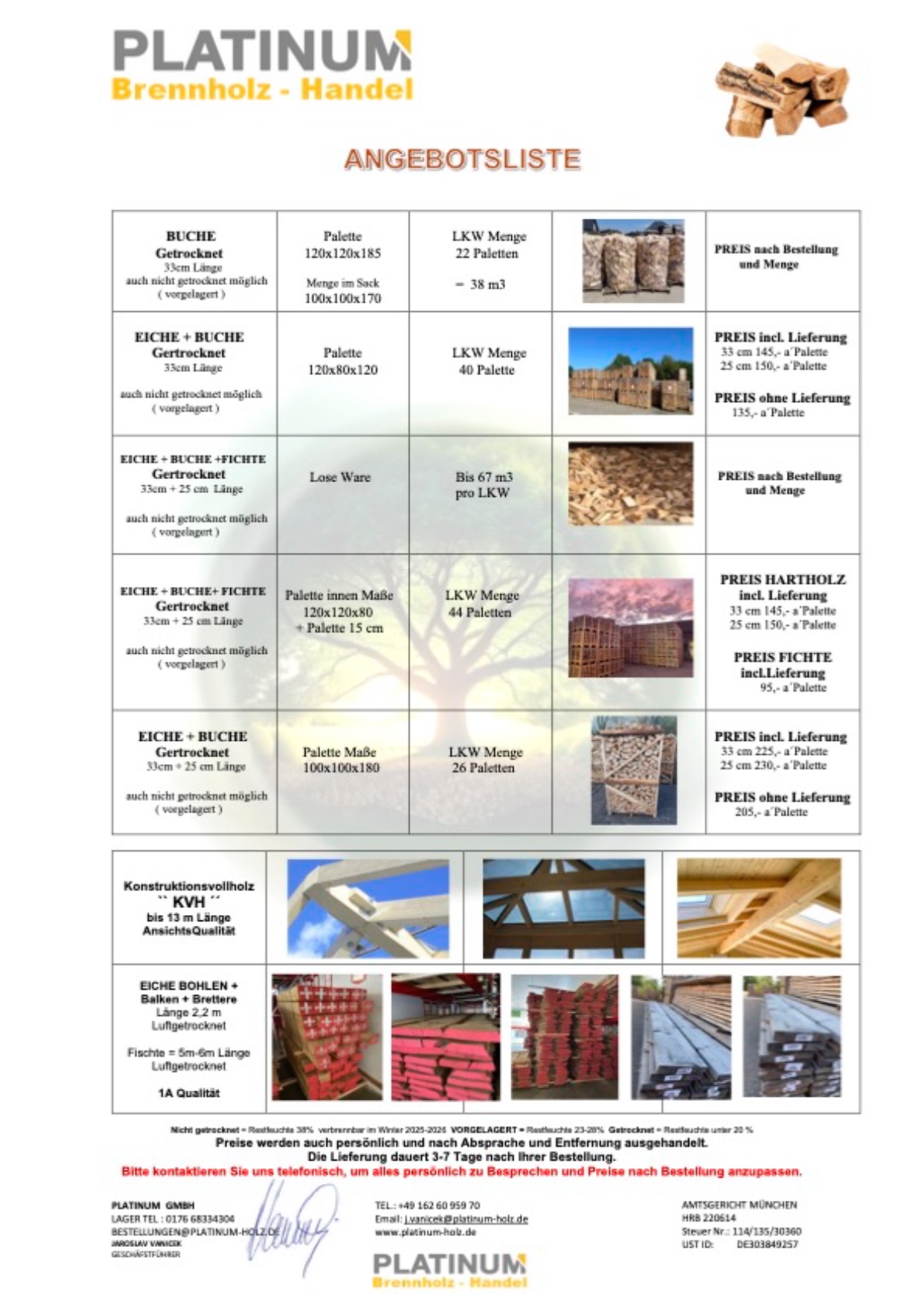 Platinum Brennhol ANGEBOT