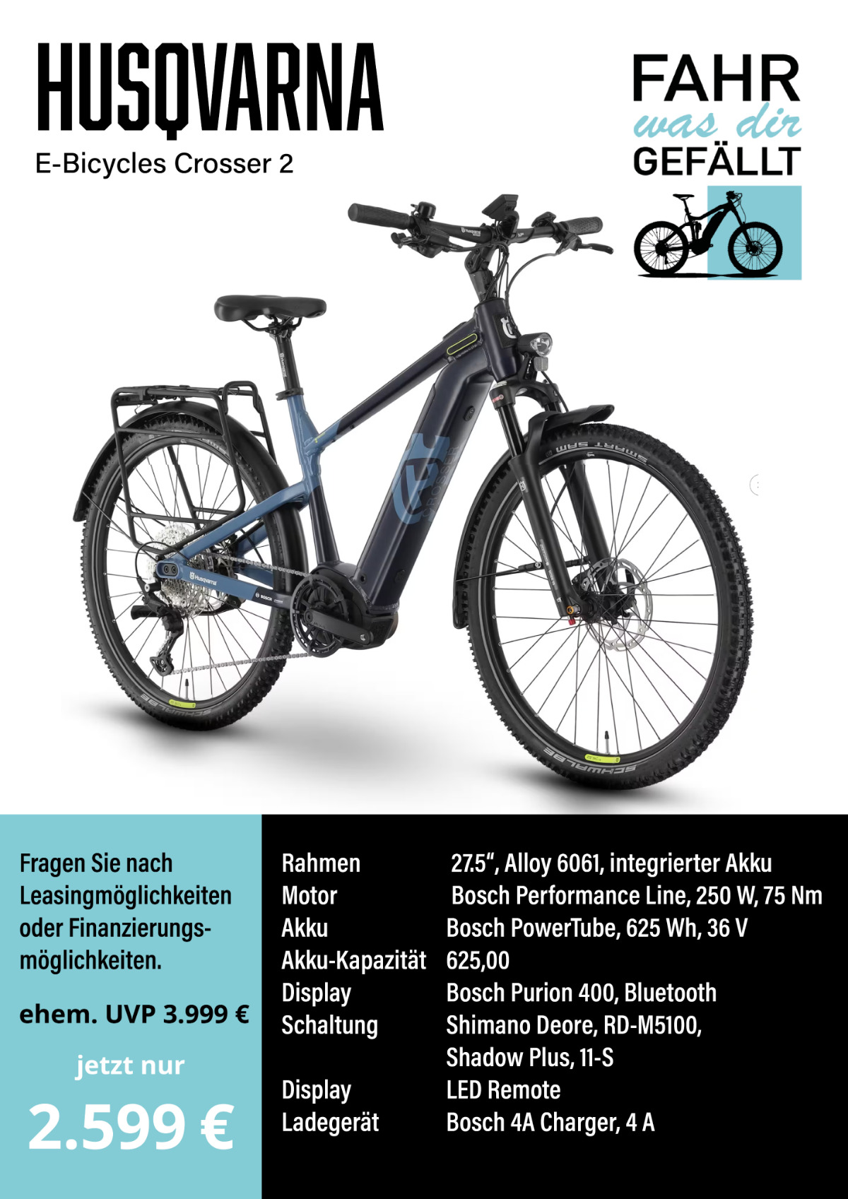 Husqvarna E-Bicycles Crosser 2, stark reduziert Husqvarna E-Bicycles Crosser 2, stark reduziert