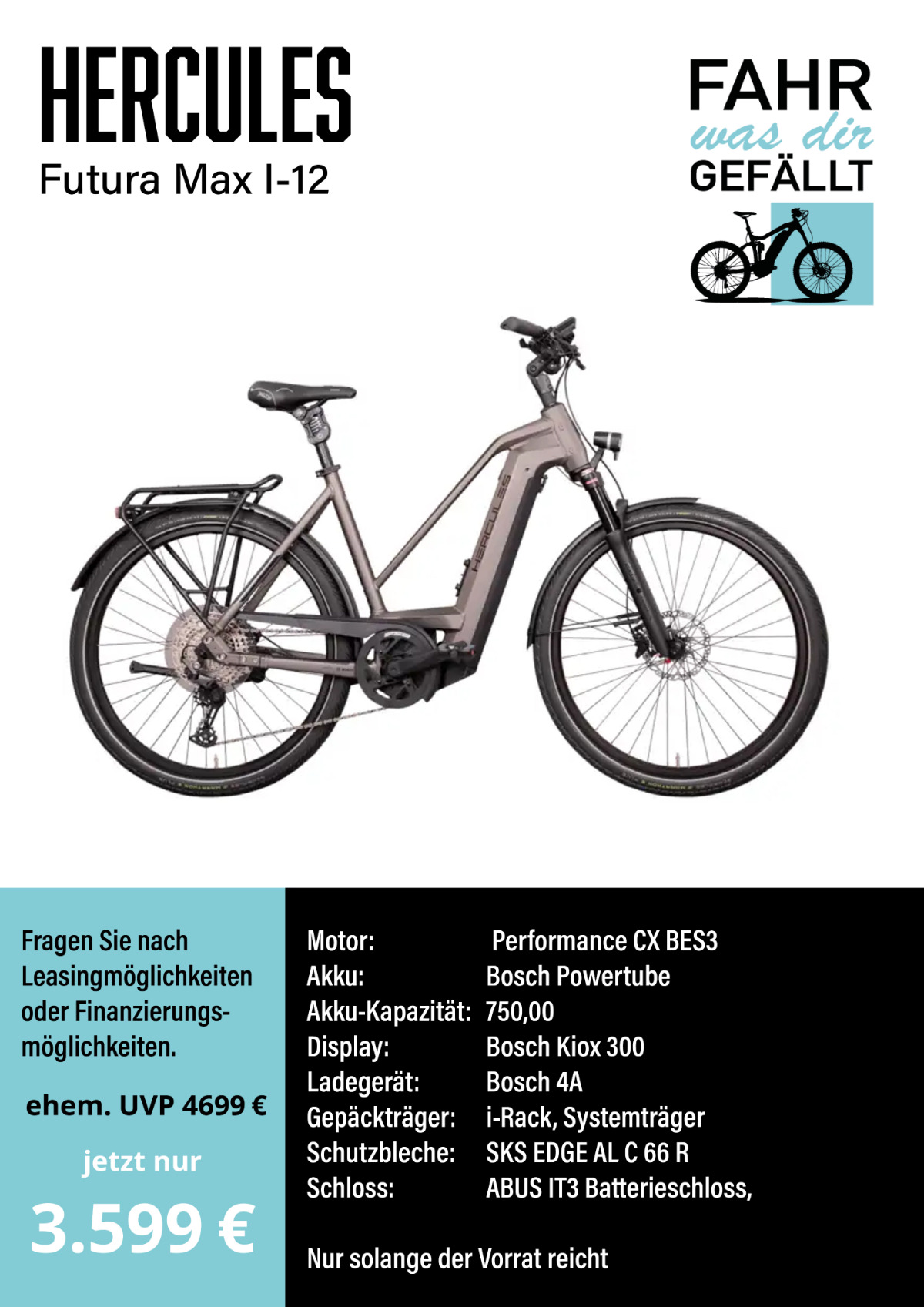HERCULES Futura Max I-12 – jetzt 3.599 € HERCULES Futura Max I-12 – jetzt 3.599 €