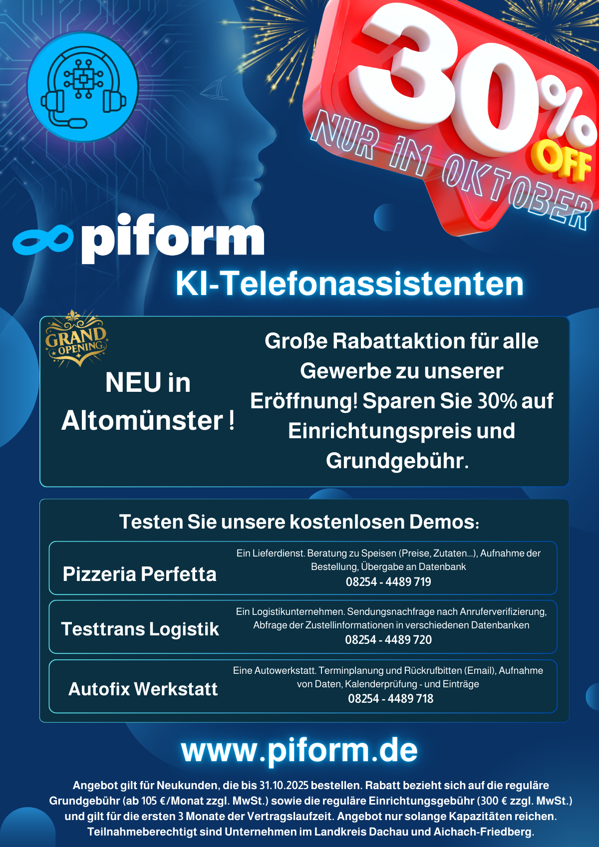 !Neueröffnung! Telefon-Assistenten Aktion - OKTOBER
